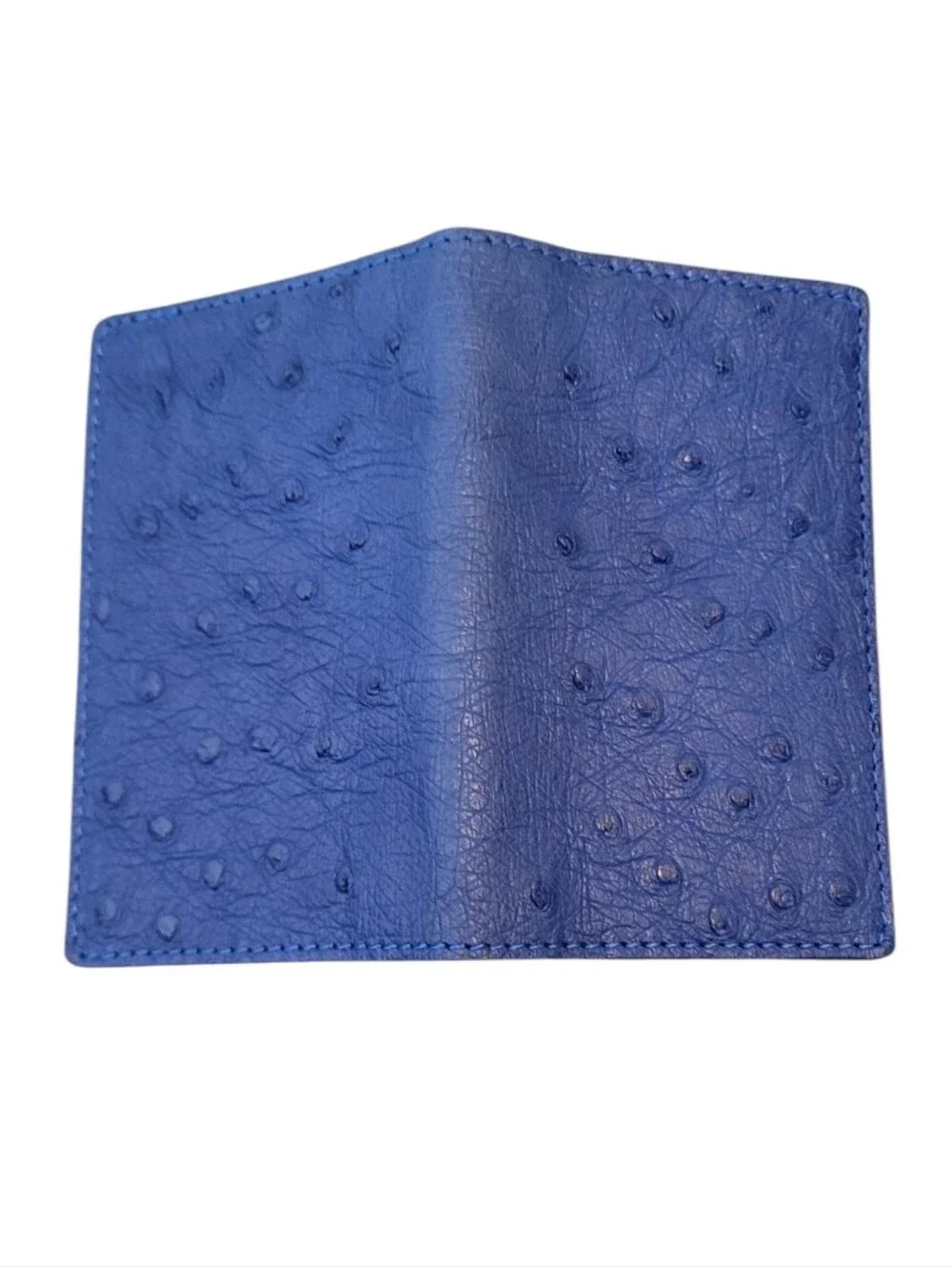 Borlino Italy Royal Blue Ostrich-Texture Leather Card Holder